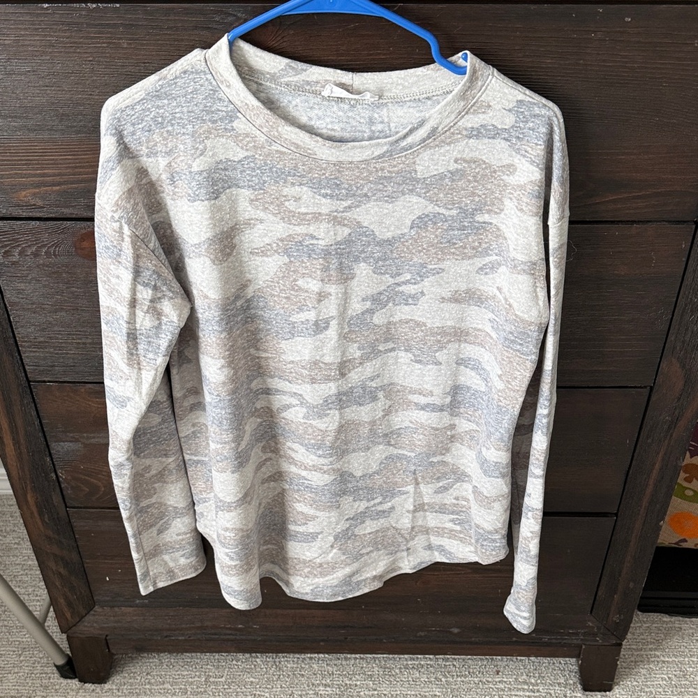 First Love Camouflage Long Sleeve Tee - Gray and Cream